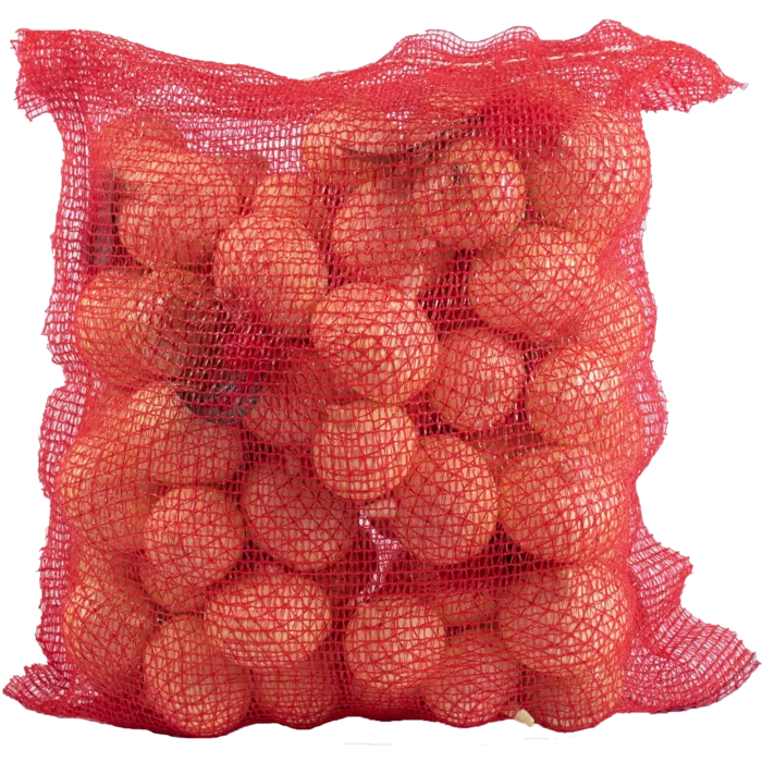 potatoes in red mesh baler bag
